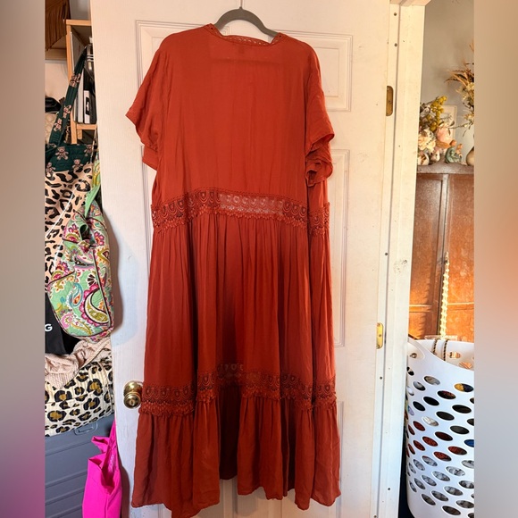 Torrid Terracotta Maxi Cardigan/Coverup with Lace Accents - Picture 5 of 5
